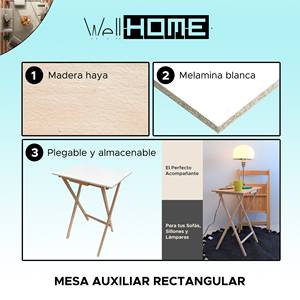 WELL HOME Tavolino Consolle Ausiliario Flexi 48x35x64 cm in Legno di Faggio e Melamina Bianca - Product Image 2