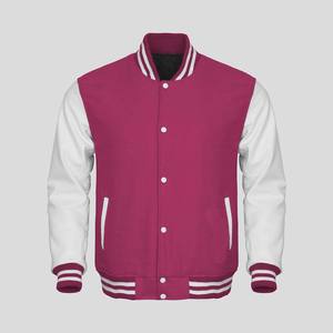 Chaqueta Universitaria para Hombre, Cuerpo de Lana, Mangas de Cuero, Transpirable, Talla Grande, Cuello con Bordado, Bolsillo, Estilo Béisbol - Product Image 5