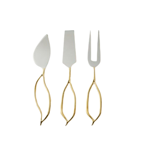 Couteau à fromage en métal plaqué or, design moderne, fait à la main, ustensiles de cuisine - Product Image 1