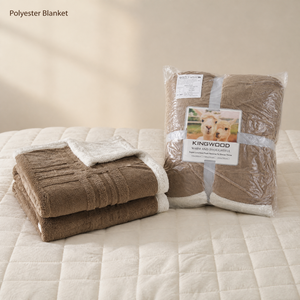 Manta de felpa cálida de doble cara reversible de Polonia, suave forro polar marrón taupe para cama, entrega rápida en la UE - Product Image 6