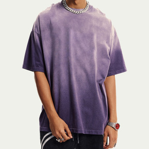 Logo personnalisé Streetwear T-shirt pour homme en coton épais surdimensionné T-shirt graphique de haute qualité imprimé marron délavé à l'acide pour hommes - Product Image 1