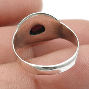 925 argent Sterling naturel rouge grenat pierre précieuse fabriqué à la main conception Unique pierre précieuse 925 Boho anneaux à la mode à la mode anneaux OEM - Product Image 4