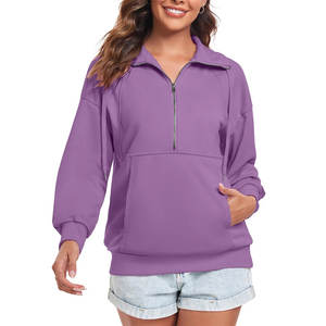 Nueva sudadera informal para mujer, sudadera con media cremallera, sudaderas con capucha para mujer, sudaderas con capucha personalizadas de algodón polar transpirable de alta calidad para mujer - Product Image 1