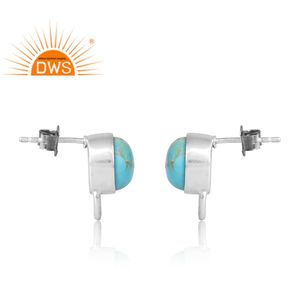 ต่างหูอัญมณีเทอร์ควอยซ์คิงแมนธรรมชาติดีไซน์ใหม่จากผู้ผลิตเครื่องประดับตามสั่ง - Product Image 4