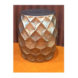 Tabouret cylindrique en argent fabriqué à la main avec motif géométrique Table d'extrémité de forme ovale intérieure et extérieure moderne pour meubles de maison - Product Image 1