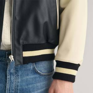 "Chaqueta Varsity de cuero para hombre con parches: cómoda, de alta calidad e ideal para atuendos informales y de moda" - Product Image 6