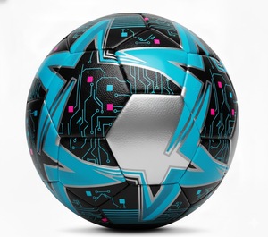 Ballon de football promotionnel personnalisé en vente chaude, outil d'entraînement de football cousu, fabriqué en cuir de caoutchouc PU - Product Image 4