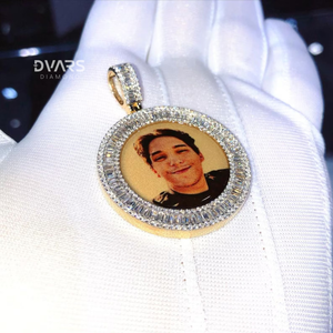 จี้รูปทรงกลม VVS มอยส์ซาไนต์ สำหรับใส่รูปภาพที่ระลึก  ทำจากเงินแท้ 925 ชุบทอง 18K ดีไซน์หรูหรา - Product Image 4