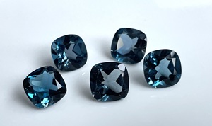 NATURAL TOP Quality London Blue Topaz 9mm Cushion CUT faceted Excellent Quality - Super TOP London Blue Cushion Topaz - Product Image 6