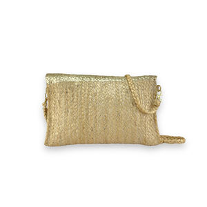 Bolso de mano de yute hecho a mano de la mejor calidad para mujer Material de paja de moda rebordear Shell borla Forro de algodón cremallera larga directa - Product Image 5