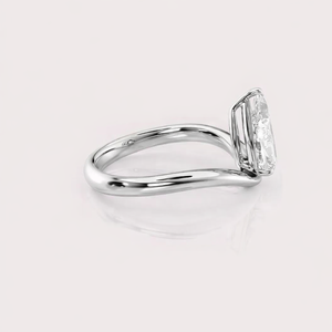 Anillo de Compromiso con Diamante Cultivado en Laboratorio con Certificación IGI, Forma de Pera, Plata de Ley 925, Diseño Cruzado - Product Image 2