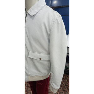 Temporada de invierno 2025, chaqueta de cuero blanco genuino de piel de oveja de alta calidad, ropa informal duradera para hombres, cálida chaqueta de cuero puro - Product Image 2