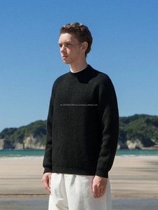 Suéter de cuello simulado grueso suelto para hombre, suéter de colores personalizados, sudaderas informales de invierno de gran tamaño, ropa de punto para mantener el calor en la parte delantera - Product Image 3