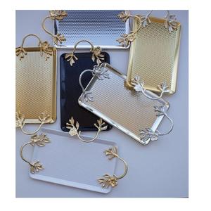 Plateau rectangulaire en métal écologique de luxe pour servir des collations et des desserts - Product Image 3