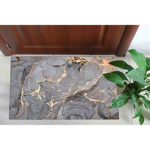 Tapis imprimé marbre gris et or - Décoration moderne et scintillante pour la maison, tapis doux non tissé - Product Image 5