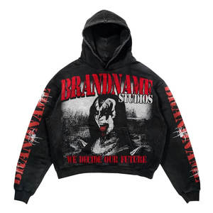 Ensemble de survêtement pour homme en coton 100% délavé à l'acide, imprimé d'hiver, décontracté, broderie streetwear, effet usé - Product Image 5