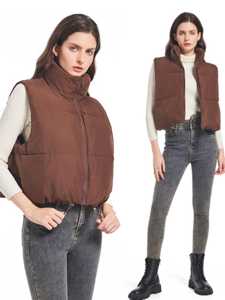 Venta al por mayor de invierno sin mangas de las señoras recortadas chaleco acolchado de las mujeres con bolsillos con cremallera chalecos ligeros para la máxima comodidad - Product Image 6