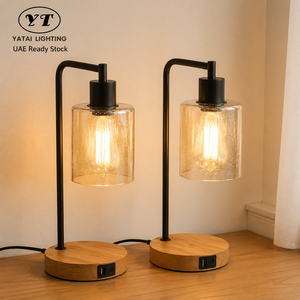 Modern Metal Table <b>Lamp</b> With <b>Touch</b> Control And Usb Port E27 Bulb For Bedroom Bedside Warm Atmosphere Light Set Of 2 - Product Image 1