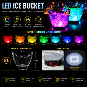 Hielera de Acrílico Transparente con Luz LED Multicolor y Logotipo Personalizado, Enfriador de Vino y Champán para Fiestas, Bodas y Eventos - Product Image 2