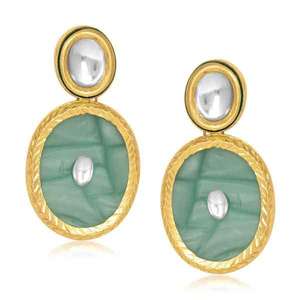 Kriaa Gold-Plated Kundan Resin <b>Chandelier</b> Earrings 1305420 Fashion Dangler Jewelry - Product Image 1