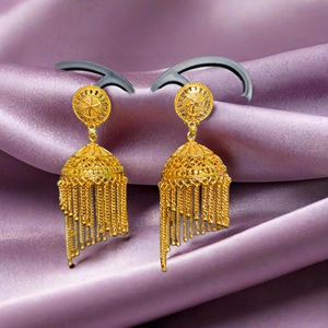 Comprar 22 CT. Juego de pendientes chapados en oro Pendientes estilo Jhumka Joyas para mujeres Use joyas de exportadores indios - Product Image 1