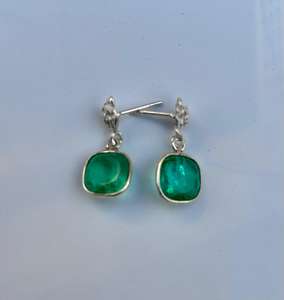 Boucle d'oreille en argent sterling 925 émeraude faite à la main, belle boucle d'oreille pour femme. - Product Image 3