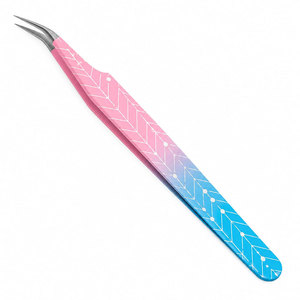 Pinzas de Precisión para Pestañas de Acero Inoxidable, Mango con Degradado Rosa y Azul, Punta Suave, Antiestáticas, Diseño Ligero - Product Image 2
