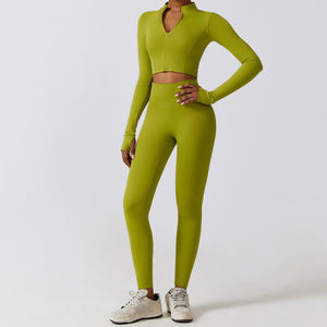 Ensemble de yoga 3 pièces haut de gamme pour femme : Leggings taille haute, soutien-gorge de sport, tissu extensible respirant à séchage rapide, design uni sur le devant, idéal pour la gym - Product Image 3