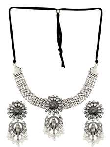 Collar con forma de elefante llamativo Chapado en plata oxidada de alto grado superventas, conjunto de pendientes de tuerca, collar de templo de alta calidad - Product Image 3