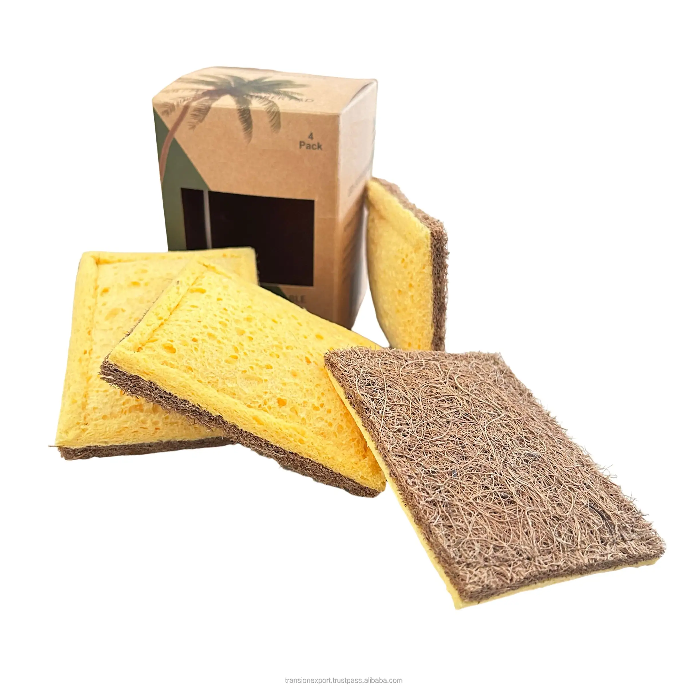 Biodegradable Eco Friendly Natural Dish Washing Dish Scourer Scouring Pads Luffa Cellulose Loofah Kitchen Dish Cleaning Sponge