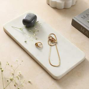 Plateau en marbre moderne de luxe Art déco élégant Plateau rectangulaire de service pour la décoration de la maison Vente en gros de Noël - Product Image 2