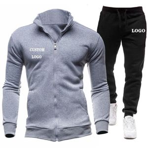 ชุดวอร์มมีฮู้ดและซิปสำหรับผู้ชาย,ชุดวอร์มกางเกงกีฬา2ชิ้นออกแบบโลโก้ได้ตามต้องการ - Product Image 2