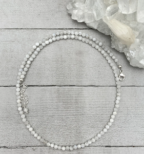 Faceted Moonstone Crystal and Sterling <b>Silver</b> <b>Beaded</b> Necklace Fringe <b>Beaded</b> Bandana - Product Image 2