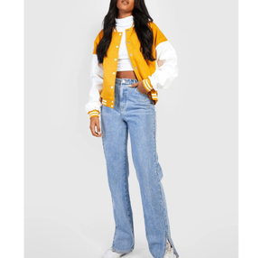 แจ็คเก็ตกันลมสำหรับผู้หญิงใหม่แจ็คเก็ตทีมโรงเรียนแจ็คเก็ตสไตล์บอมเบอร์แจ็คเก็ตผู้หญิงที่มีคุณภาพสูง - Product Image 3