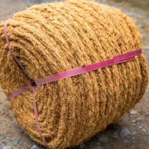 Fabricant Corde de noix de coco naturelle Couleur brun clair Corde en fibre de coco Exportation de corde de noix de coco en vrac du Vietnam
