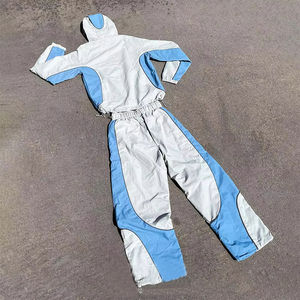 Dizzah Sweatsuit Flat Embroidery Zip up Jacket <b>Jogger</b> Set Color Blank Nylon Sweat Pant Windbreaker Tracksuits for <b>Men</b> <b>Loose</b> <b>Fit</b> - Product Image 2