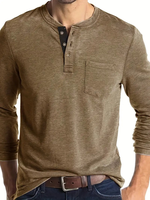T-shirt personnalisable en coton biologique 100% - Écologique - Poche - Col rond classique pour homme - Manches longues - Couleur unie - Tricoté