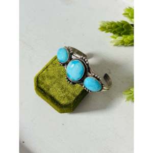 Navajo Handmade Cultural Collectible Sonoran Mountain Turquoise & Sterling <b>Silver</b> <b>Cuff</b> <b>Bracelet</b> - Product Image 3