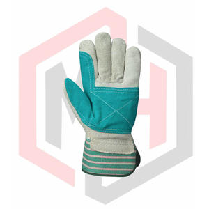 Guantes DE TRABAJO DE SEGURIDAD DE PALMA de cuero con espalda de algodón a rayas, transpirables, resistentes al desgarro, sin silicona, sin polvo, longitud personalizable - Product Image 5