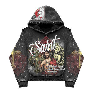 Top Design 2026 Winter Personalizar en su demanda Sudaderas con capucha con efecto de lavado ácido Serigrafía de alta calidad Todo - Product Image 2