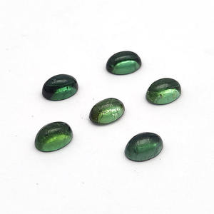 Turmalina verde Natural 6x4mm cabujón ovalado 0,6 Cts turmalina verde calidad limpia Color brillante cabina de piedras preciosas sueltas para joyería - Product Image 1
