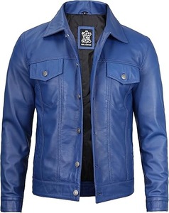 Chaqueta de Cuero para Hombre Mono Riders, Estilo Camionero Vintage, Piel de Cordero Auténtica, Transpirable, Cuello Alto, Cierre de Cremallera, Forro de Piel Sintética - Product Image 3