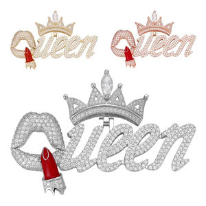 Precioso colgante Vintage de reina de moissanita chapado en oro de 18 quilates y plata 925, joyería de moda para mujer chapada en oro rosa para fiestas - Product Image 4