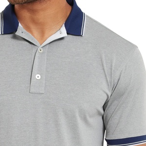 Polo de golf à manches longues décontracté pour homme 100% coton avec motif solide avec logo personnalisé - Product Image 3