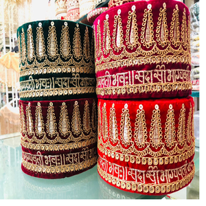 Lacets de travail de fil brodé sur mesure dans quatre options de couleur avec broderie de paillettes dans 5 pouces de largeur pour la revente. - Product Image 1