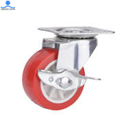 1.5/2/2.5/3 pouces Orange PVC Petit Mini Côté Lock Ricin Frein En Plastique Roue De Base de Zinc Plaqué De Fer Légers Roulettes