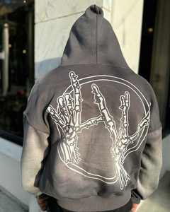 เสื้อฮู้ดผู้ชายมีซิปขนาดใหญ่พิเศษมีฮู้ดสำหรับซักแบบวินเทจสีกรดพลอยเทียมโลโก้ออกแบบได้ตามต้องการ - Product Image 6