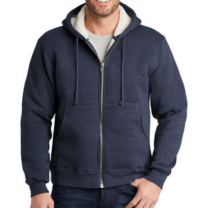 Sweat à capuche zippé surdimensionné en coton de haute qualité, col double épaisseur, logo personnalisé, motif uni, polaire épais, coupe classique pour homme - Product Image 1