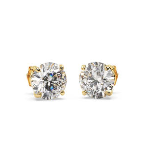 Boucles d'oreilles clous en or jaune 14 carats avec diamant en forme de panier de 0,50 carat, 4 griffes, gamme de couleurs H-I, clarté SI2-SI3 - Product Image 1