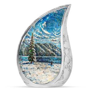 Urna Funeraria de Metal (Latón/Aluminio) con Forma de Lágrima para Cenizas Humanas de Adultos, Diseño de Bandera Estadounidense - Product Image 5